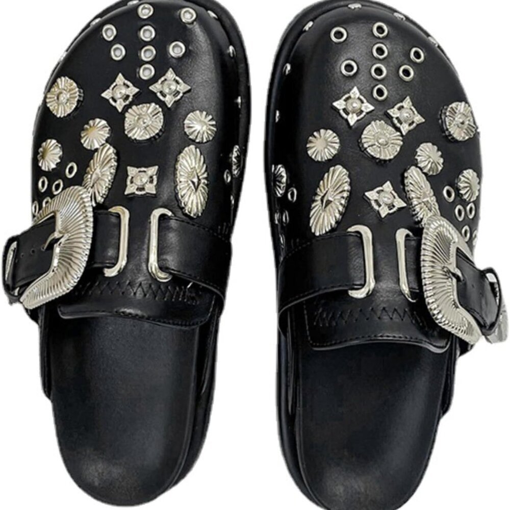 Emo Shoes Platform Clogs Womens Grunge Punk Slip On Buckle Shoes